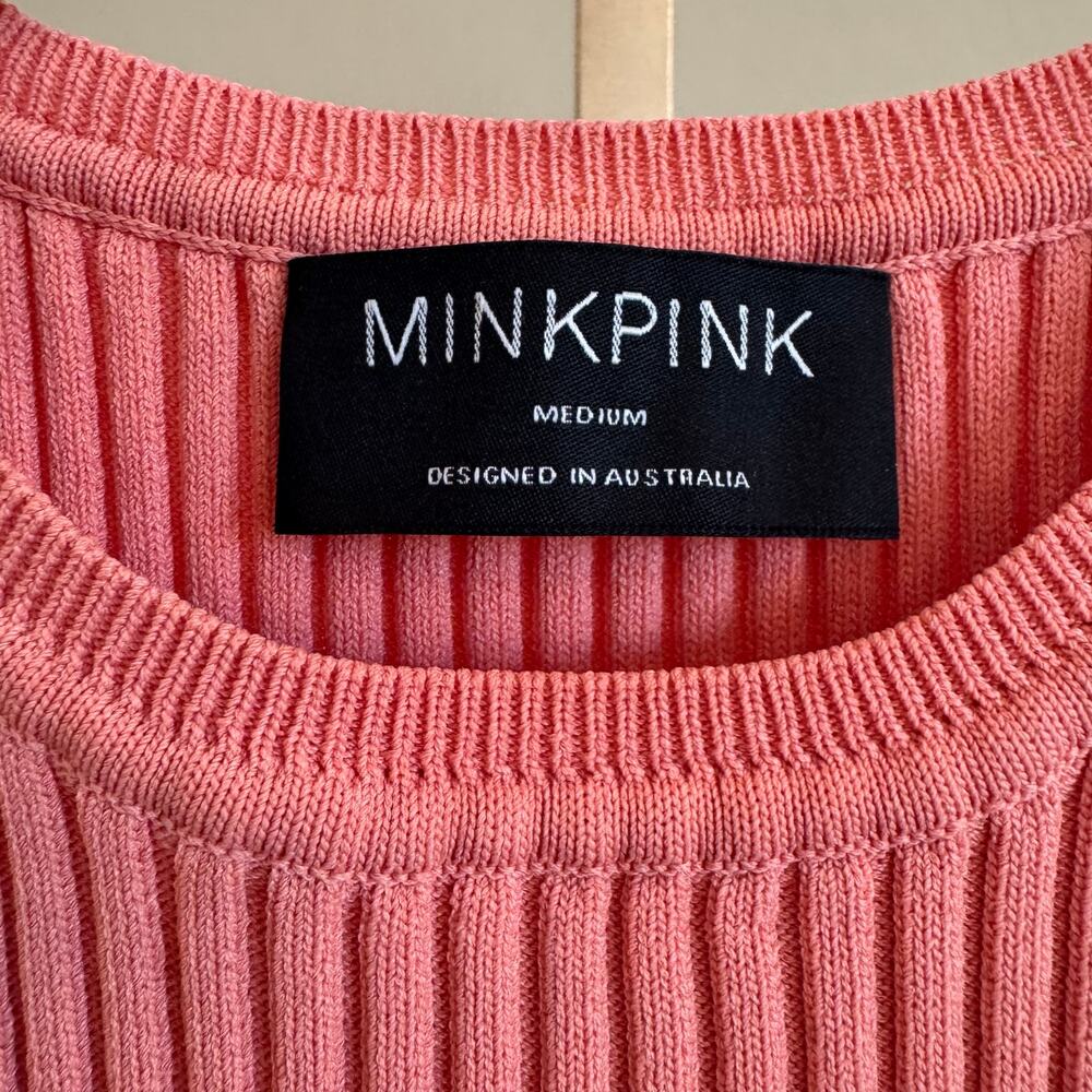 MINKPINK Evie Colorblock Rib Knit Midi Dress Medium - Picture 4 of 9